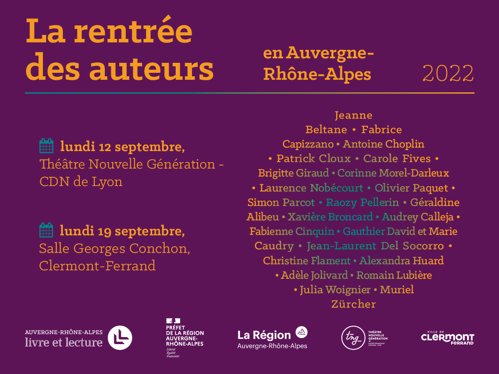 La rentrée des auteurs en AuvergneRhôneAlpes 2022 TNG
